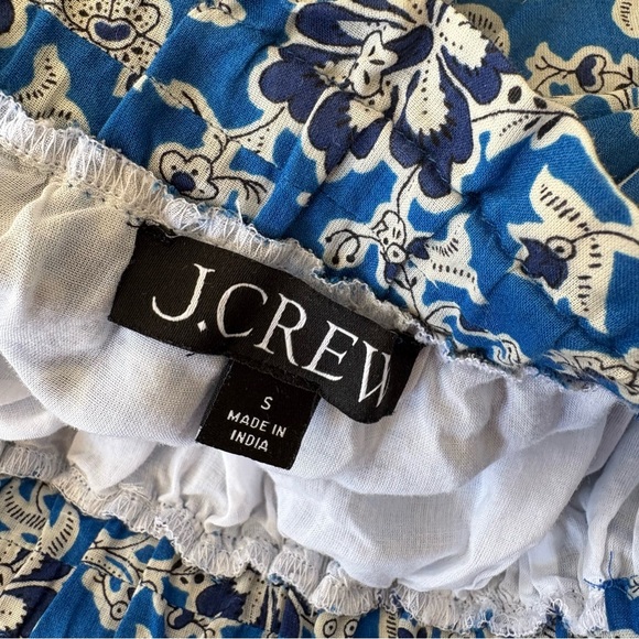 J.Crew‎ || Cotton Voile Ruffle-trim Shift Dress In Cobalt Floral Blue Small - Picture 6 of 9